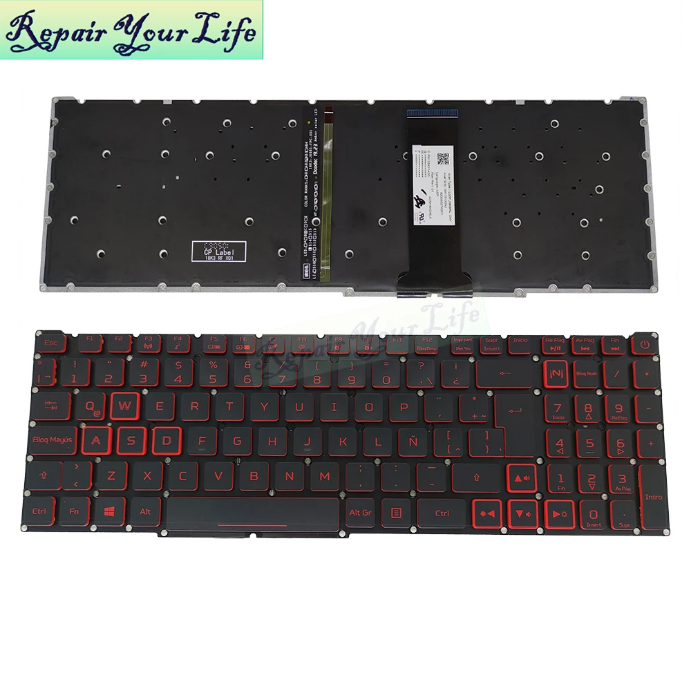 LA French AZERTY Backlit Keyboard For Acer Nitro 5 AN515 54 557H AN517 AN715-51 Latin Spanish keyboards SP ES Red LG5P-N90BRL