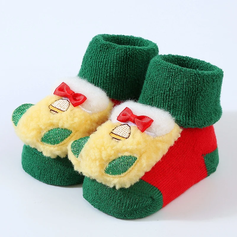 Christmas Kids Socks for Girls Boys Soft Non-slip Cotton Toddler Baby Christmas Socks for Newborns Infant Short Socks Clothing