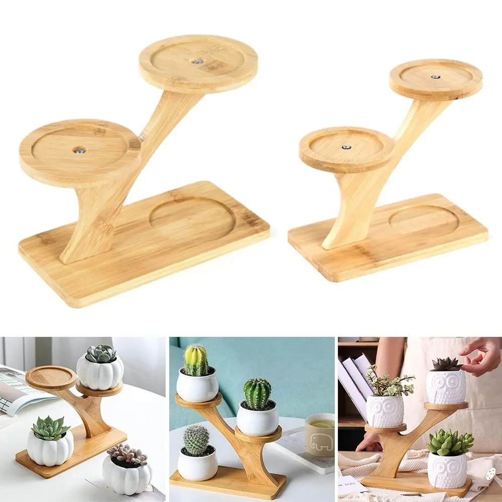 Bamboo Wood Tray 3-Layers Flowerpot Holder,Plants Stand Home Decoration Gardening Supplies Succulents Bonsai Organizer