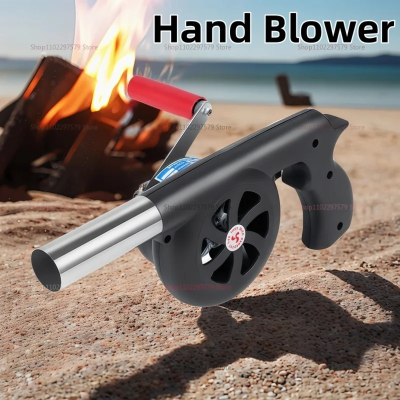 Hand Blower Portable Camping Outdoor BBQ Cooker Charcoal Fire Starter Quick Combustion Small Hair Dryer for Grilling and Cooking