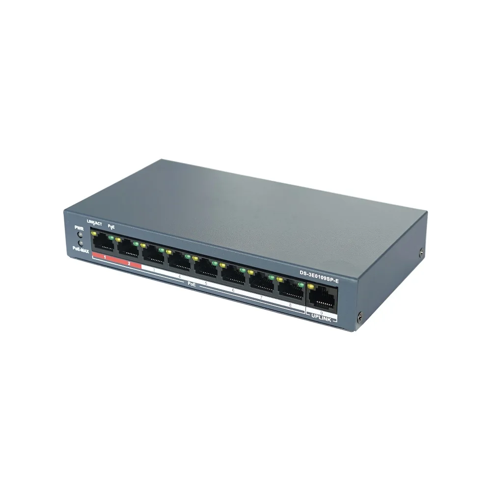 HIK 8CH PoE Switch LAN Network Switch, DS-3E0109SP-E Unmanaged PoE LAN Switch