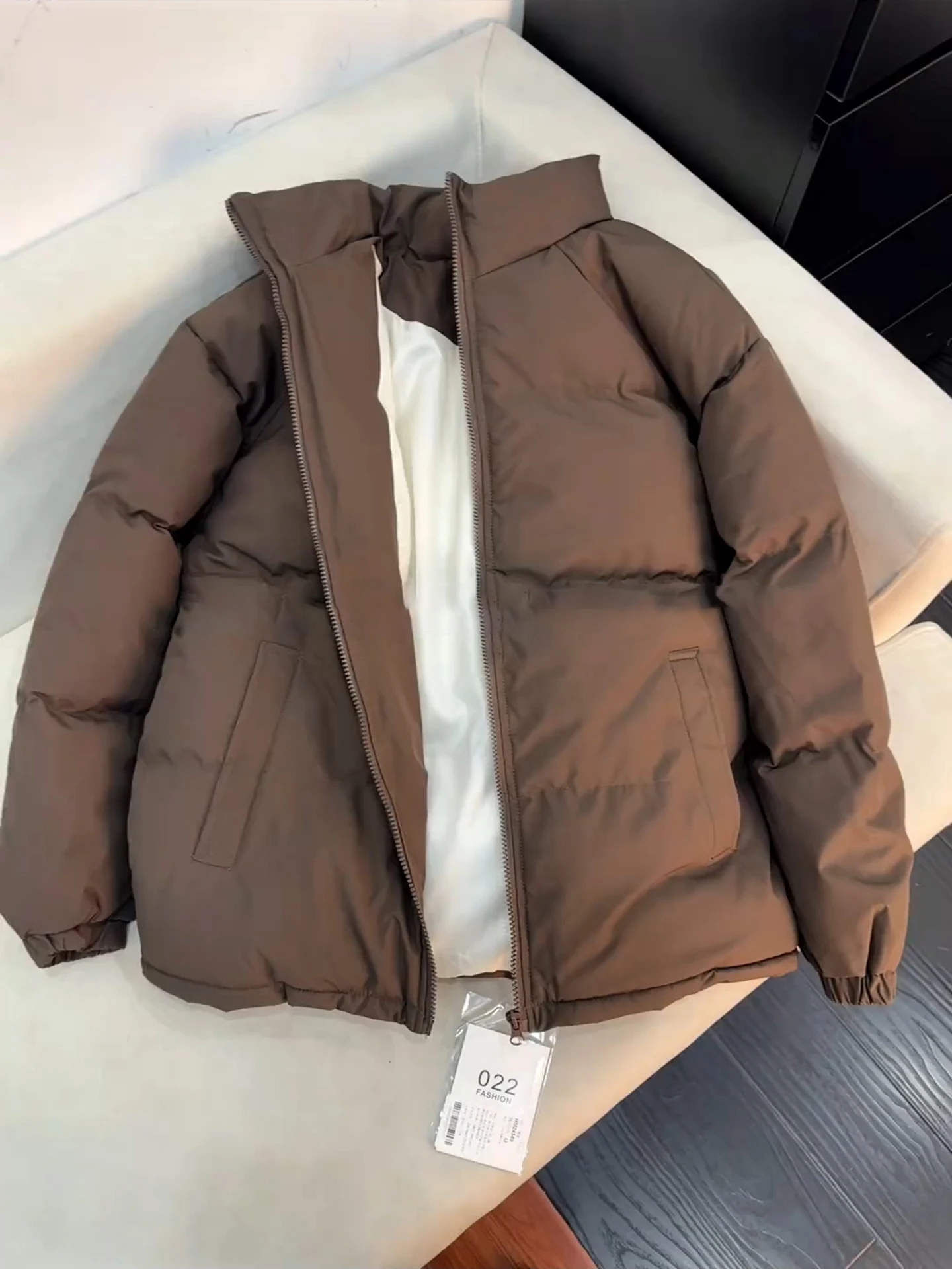 

Унисекс коричневая хлопковая куртка-пуховик с воротником-стойкой, зимняя молодежная модель, ветрозащитная, мягкая, удобная, удлиненная