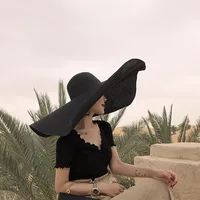 Summer Foldable Portable Oversized Sun Hat For Women Elegant 70cm Diameter Large Wide Brim Straw Hat Multicolor Gorras Beach Cap - Image 2