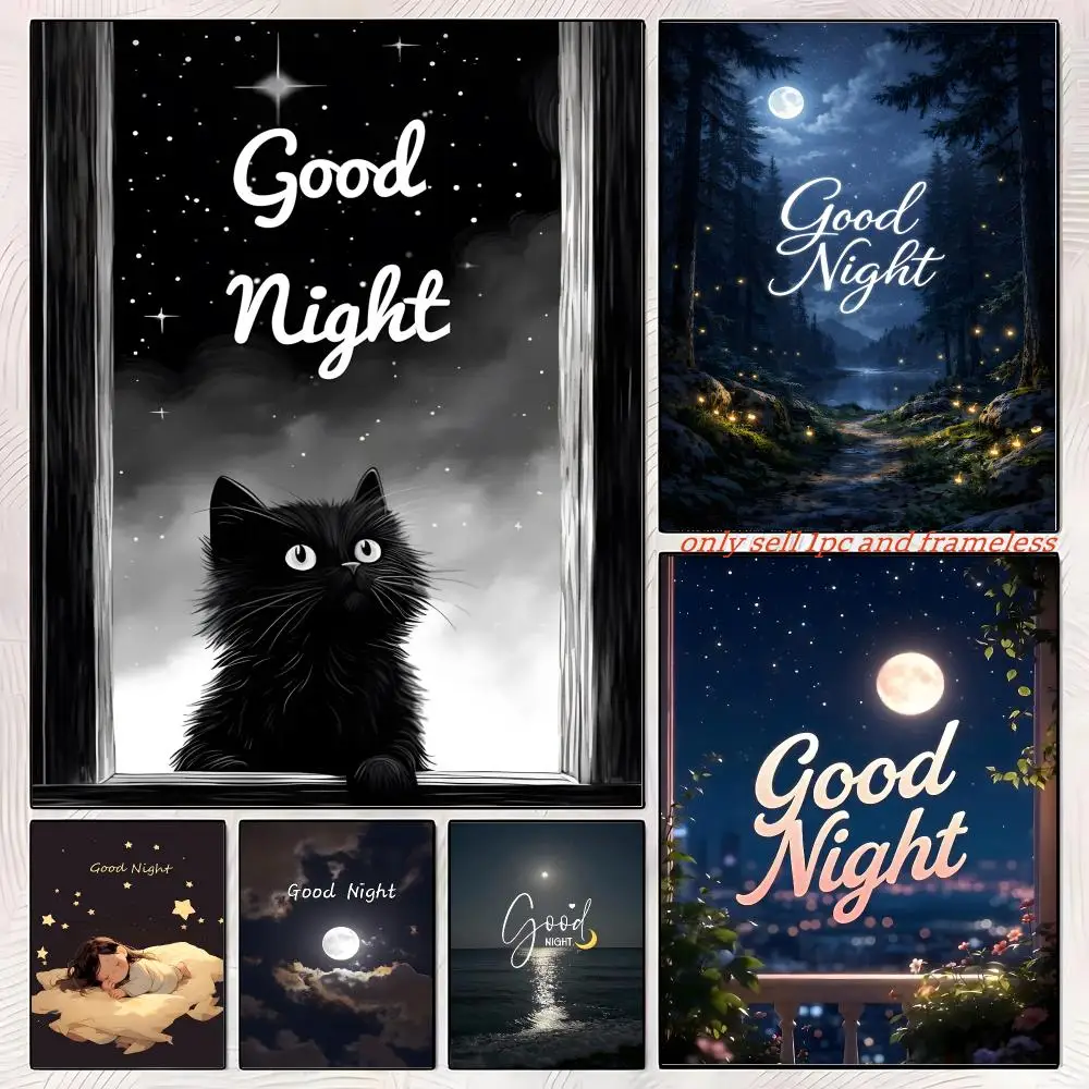Good Night Sweet Dreams Poster Sticky Wall Art Printing Waterproof Home Living Bed Room Aesthetic Decor