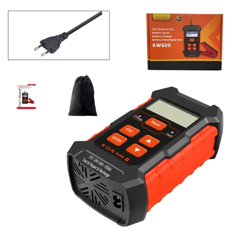 Car Battery Tester 12V 24V Automobile Wide Test Ranges 100-2000CCA Battery Load Tester Cranking & Charging System Test