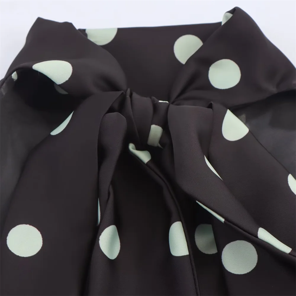 Europäischen und Amerikanischen stil frauen herbst neue mode polka dot muster seide textur MIDI kleid