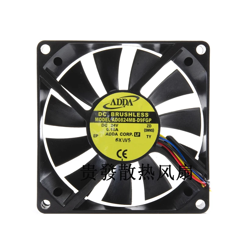 ADDA AD0824MB-D9FGP DC 24V 0.15A 80x80x15mm 4-Wire Server Cooling Fan