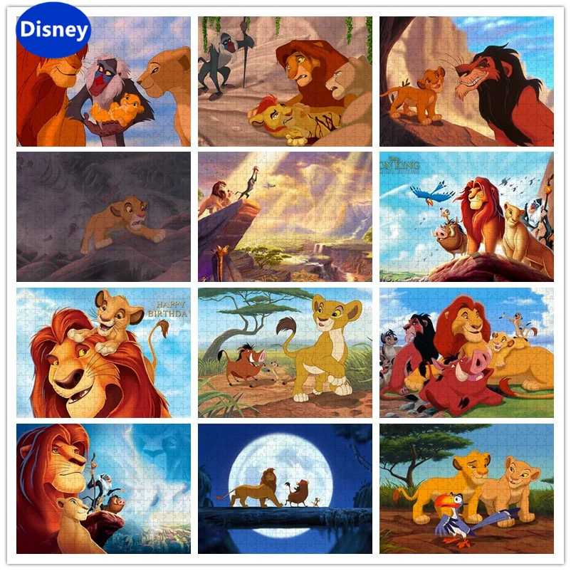 Simba The Lion King Disney Cartoon Children Brain Burning Puzzle 300/500/1000 Pieces Jigsaw Puzzle Game Holiday Gift Decoration