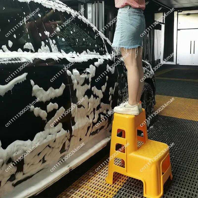 Thickened Plastic Car Wash Stool Car Beauty Shop Two-step Stool High and Low Foot Steps Household Multi-functional Ladder Stool