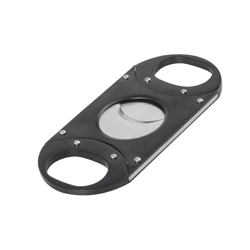 

New 1pcs Black 25mm Big Cigar Cutter Guillotine Stainless Steel Double Blade Metal Cigar Clippers Scissors for Cigars