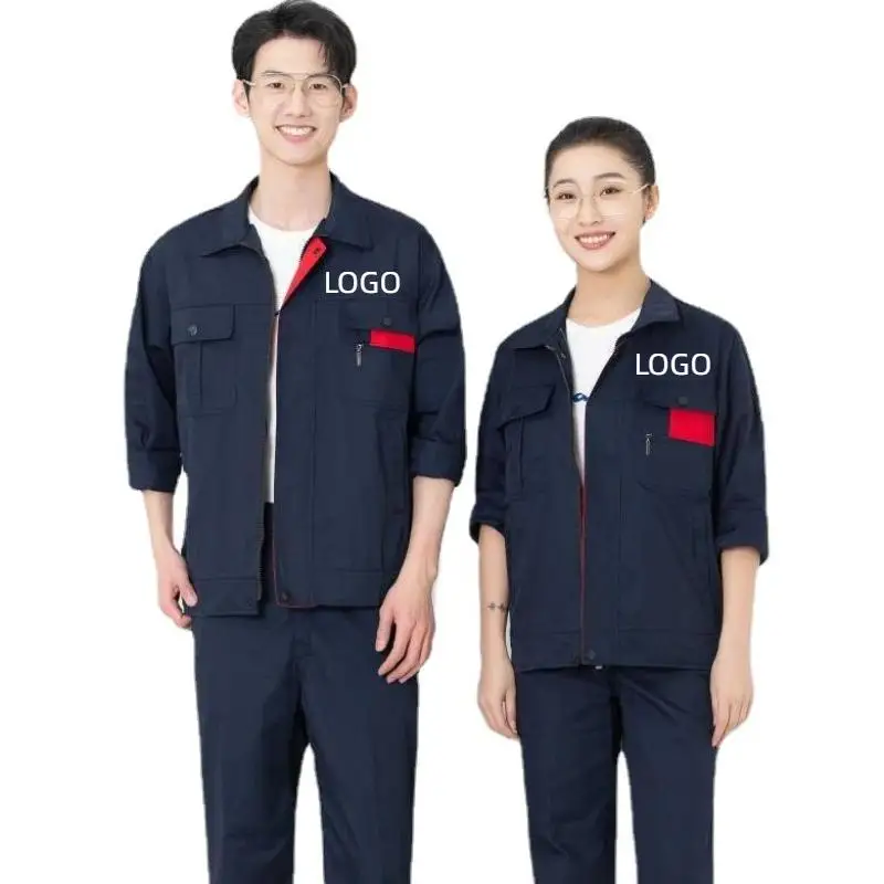 Workwear Suit Men Painter Factory Workshop Long Sleeve Mechanic Electric Welder Repairer Automobile Repairman Uniform Print Logo