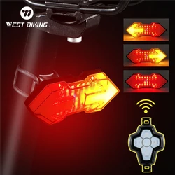 WEST BIKING Wireless Remote Turn Signal Bicycle Light MTB Directional LED Bike Taillight USB Rechargeable Cycling Rear Light