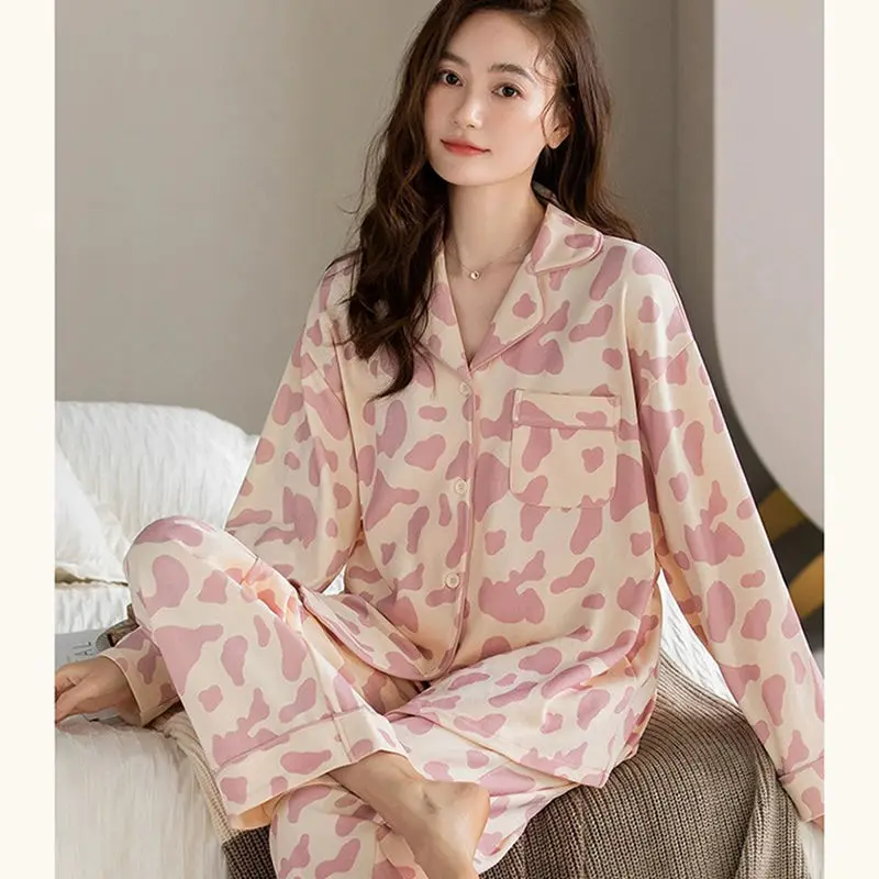 Pajamas for Women Spring and Autumn New Pyjamas Women Long-sleeved Ins Style Casual Loose Korean Version Luxury  2pcs