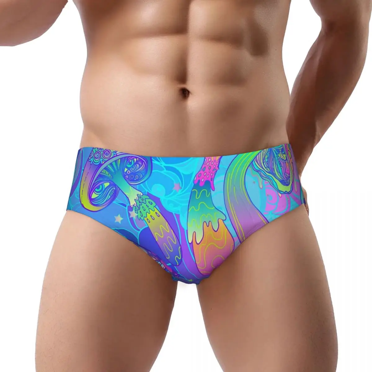 Custom Magic Mushroom Psychedelic Men's Briefs Panties Men's Stretch Boho Underwear Underpants