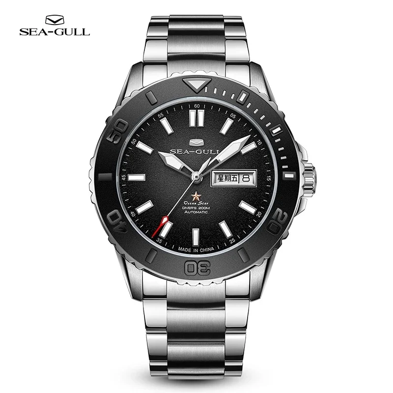 NEW Seagull Men\'s Watch Sapphire Crystal Luminous Mechanical Wristwatch 200M Diving Watches Man Clock relogio masculino 1047