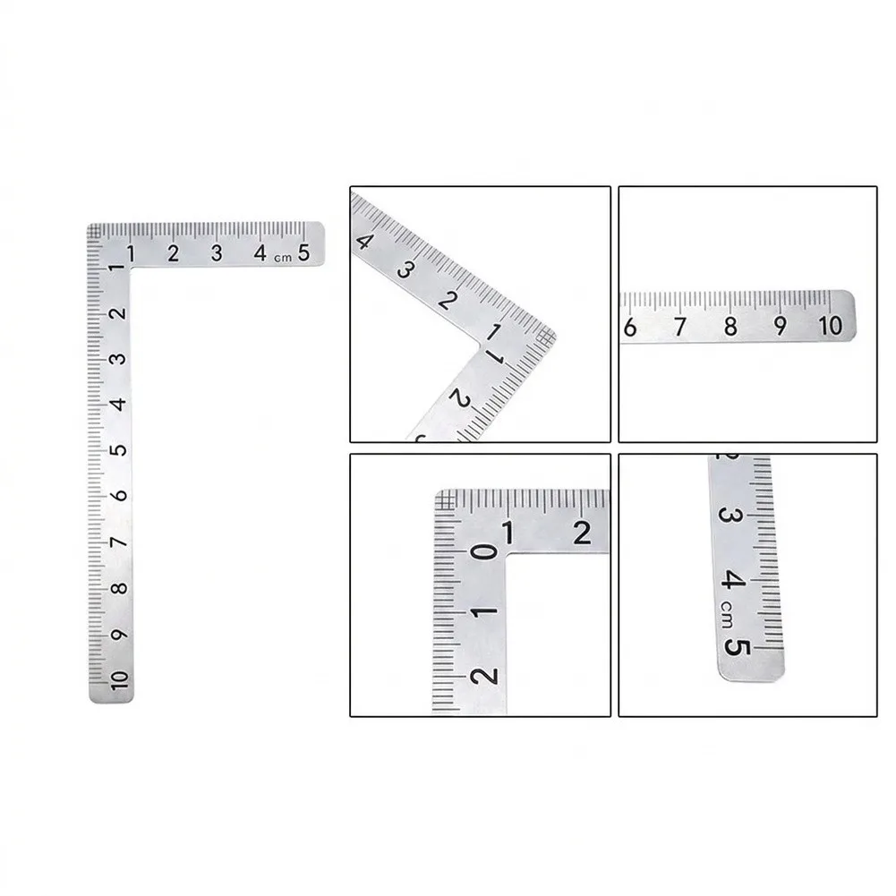 Stainless Steel 90 Degree Ruler for Marking and Alignment Tasks in Woodworking Leathercraft and Small Scale Craft Projects