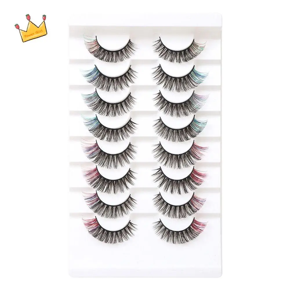 

8 Pairs Simulation Eye Eyelashes Lashes Extension Bright Colors Colored Eyelashes Fluffy Wispy 3D Curled False Eyelashes Parties