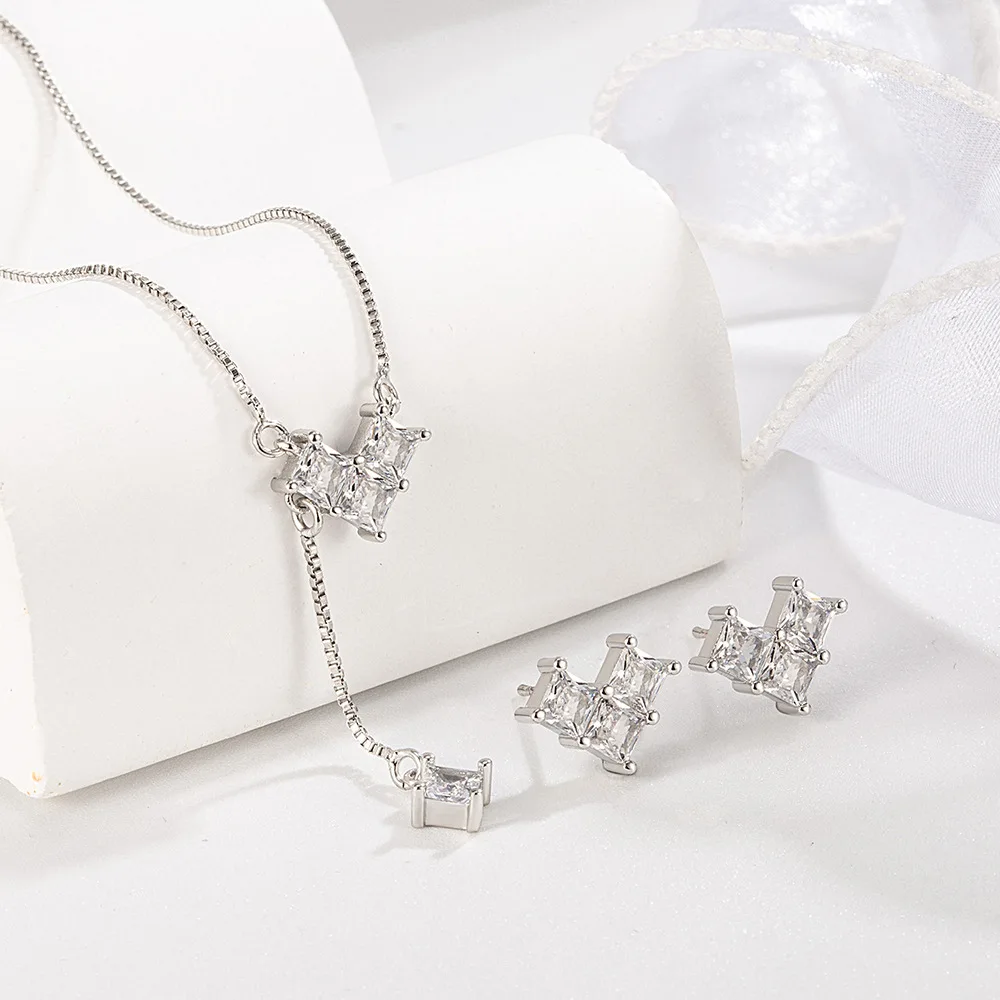 

925 Sterling Silver Heart Zircon Elegant Jewelry Sets For Women Earring Necklace Engagement Wedding Luxury Quality Jewellery