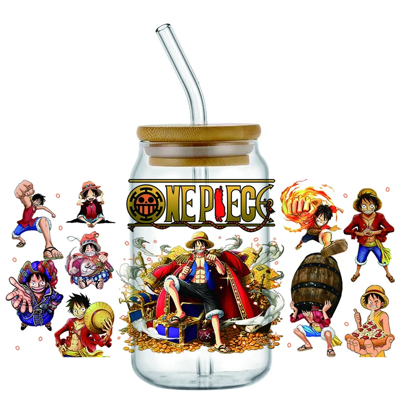 Minoso New Design Pirate Anime UV DTF Decal Cartoon Wrap For 16oz Libbey Glass Can Cup Coffee Wholesale Car Sticker