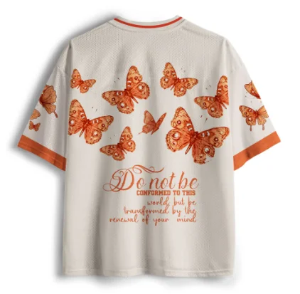 Christian Butterfly Print T-shirt, Bible Verses Should Not Be Assimilated, Cross Pattern, V-neck Retro Faith Casual Top