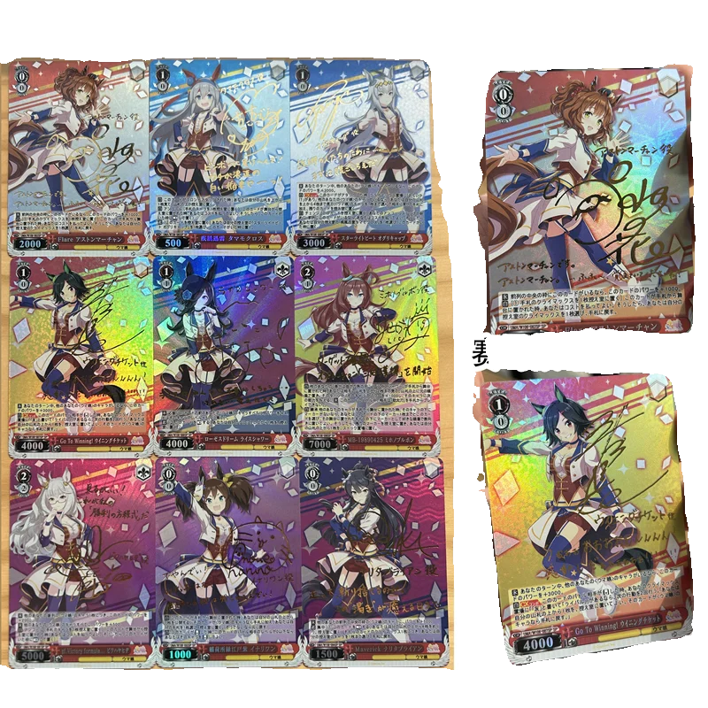 9Pcs/set Umamusume:prettyderby Signature Collect Trading Flash Card Refraction Color Flash Anime Cartoon Gift 63X88Mm