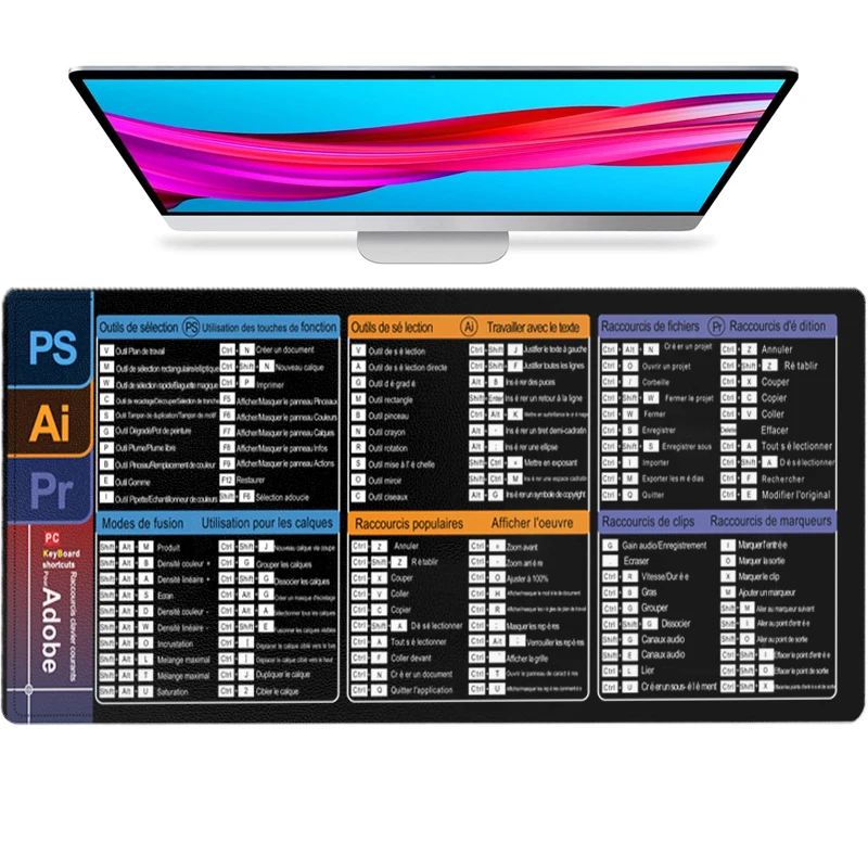 Французский Français для EXCEL Word PPT Photoshop Короткие клавиши Коврик для мыши Кожаный коврик Простыня для мыши Программное обеспечение для веб-офиса Пользователь