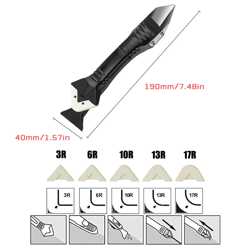 5 In 1 Silicone Scraper Sealant Smooth Remover Tool Set Caulking Finisher Smooth Grout Kit Multifunction Coner Caulking Tools