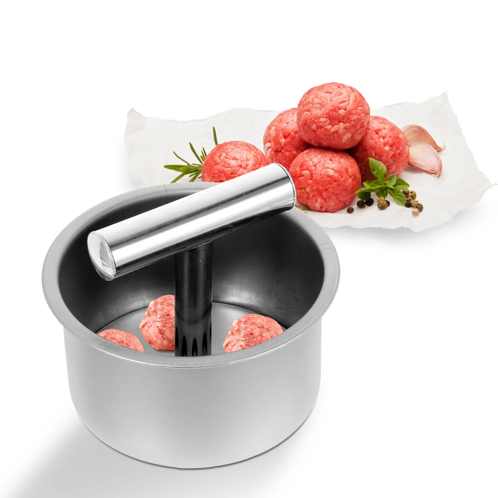 Stainless Steel 6-Hole Meatball Shaper Tool for Shrimp Balls Meatballs Kitchen Gadget Professional Uniform Shaping Fast Easy