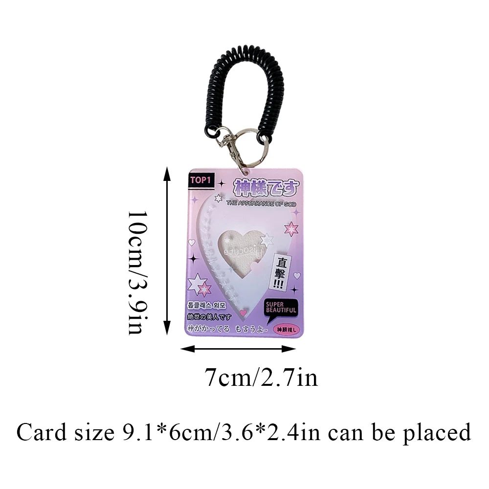 3 Inch Photocard Holder Idol Photo Card Holder With Chain Photo Sleeve Pendant PVC Cover Holder Text Elastic Rope Card Sleeve