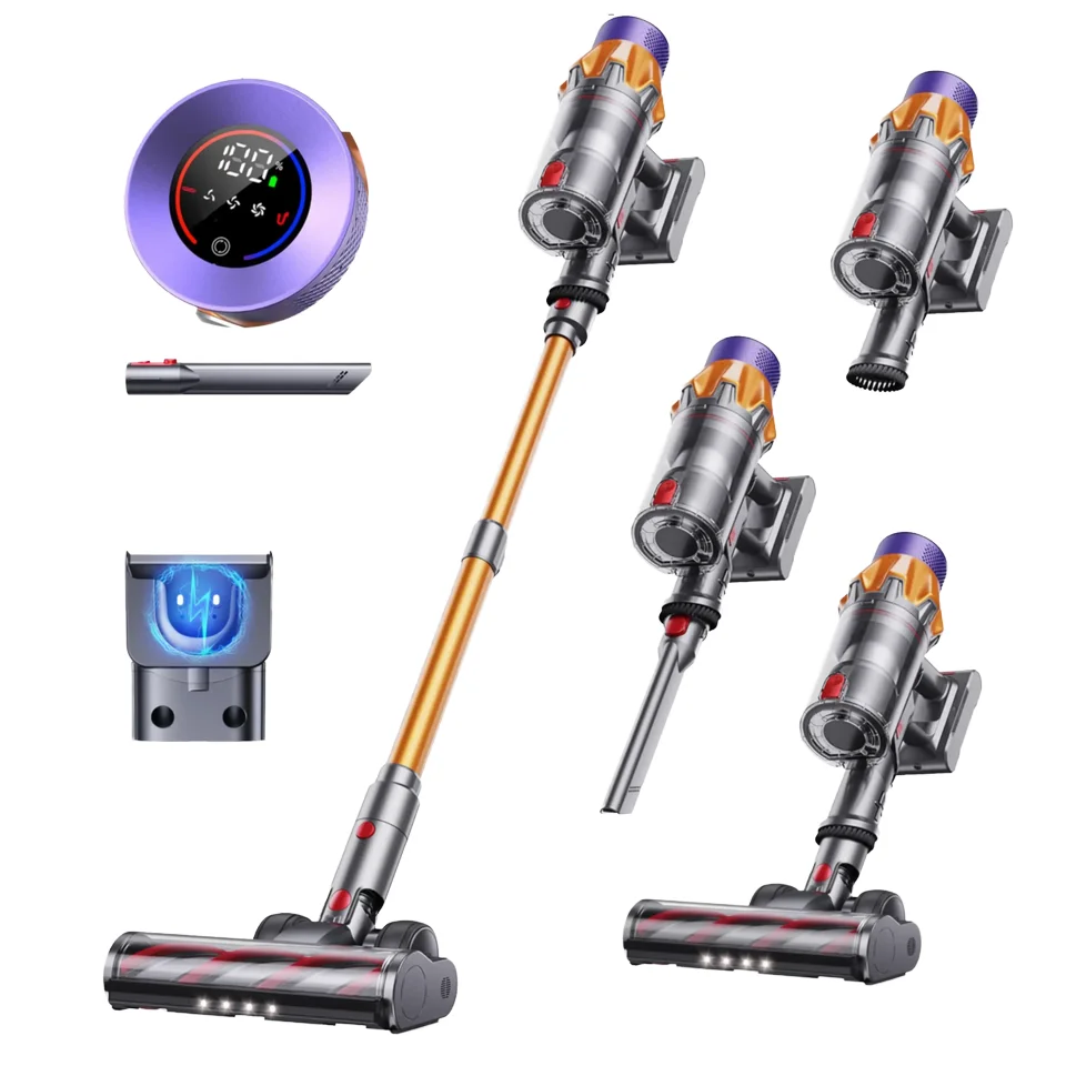 Lightweight Bagless Hand Held Cordless Portable Stick Cyclone Dry HEPA Filter Battery-Powered Vacuum Cleaner for Hotel Household