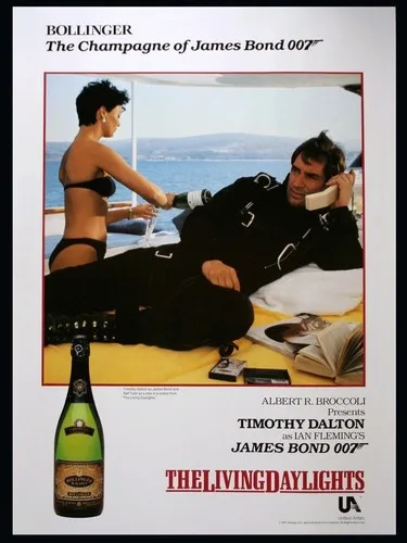 Bollinger Bond The Living Daylights Placa de metal retrô vintage tamanho A4