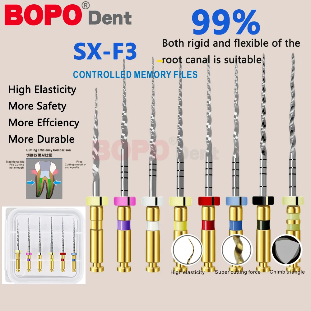 Dental Thermally Activated NiTi Rotary Root Canal Files SX-F3 25mm Silver F1 F3Engine Use Endodontic Files S1 For Dentist Clinic