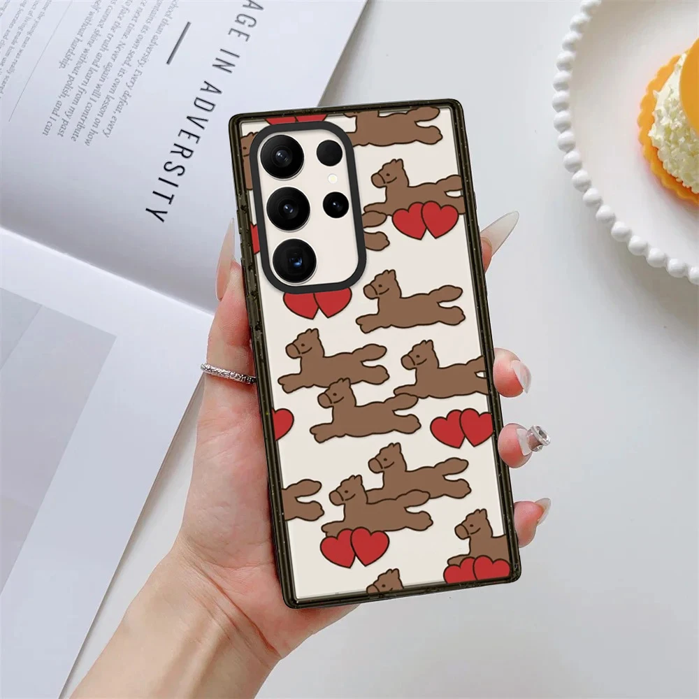 

Heart Running Horse Acrylic Black Border Case for Samsung Galaxy S26 S25 S24 S23 Ultra S26U S24+ S25+ S26 Plus Protective Case
