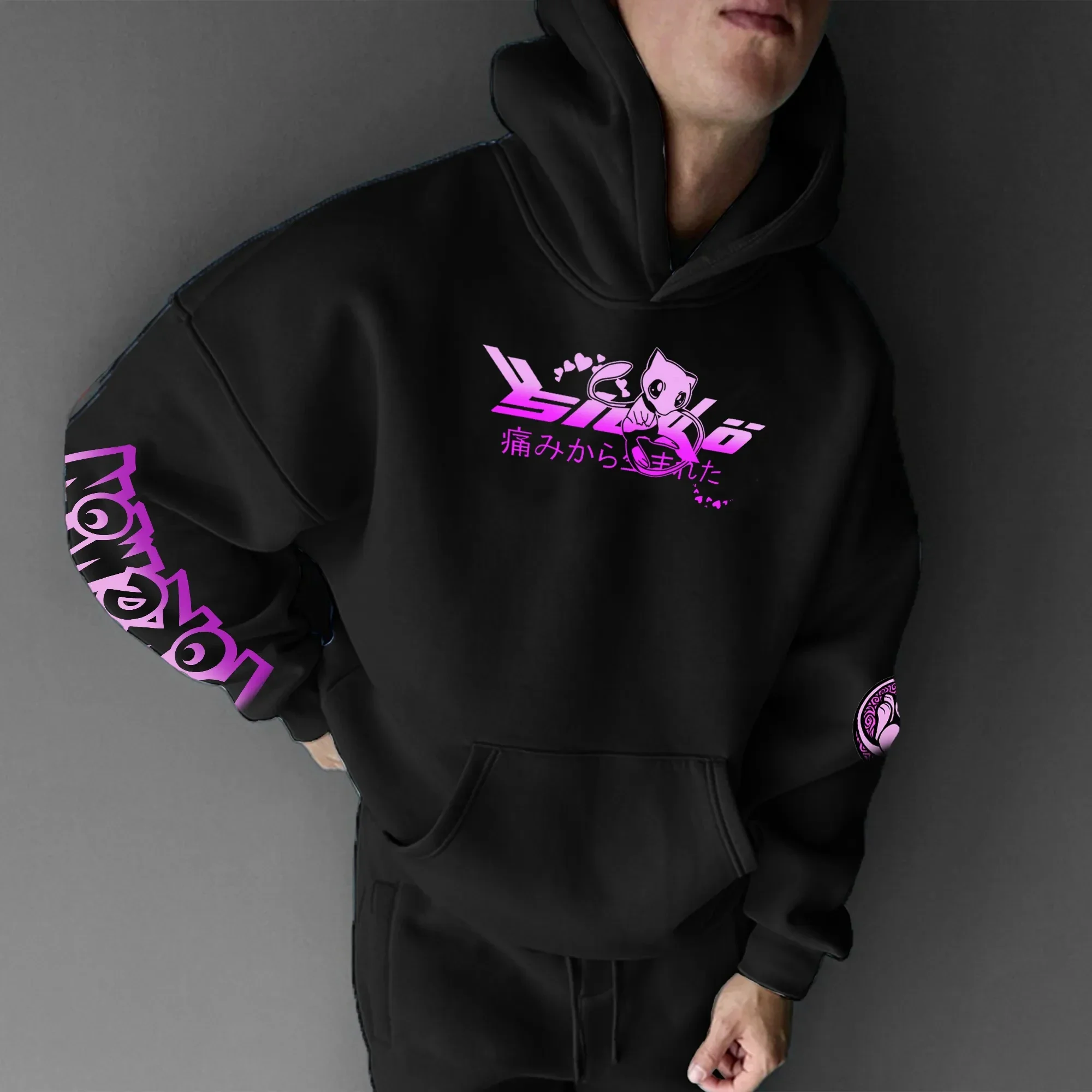 Mannen en vrouwen volwassen kinderen animatie Pokemon Pikachu herfst schouderkleding luie wind losse hoodie dagelijkse slijtage mode-items