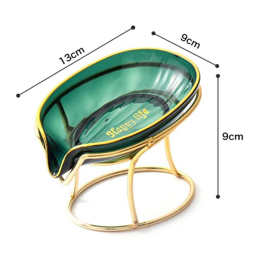 Luxury Style Soap Dish with Creative Leaf Shape and Self Draining Design for Bathroom Sink or Shower Countertop