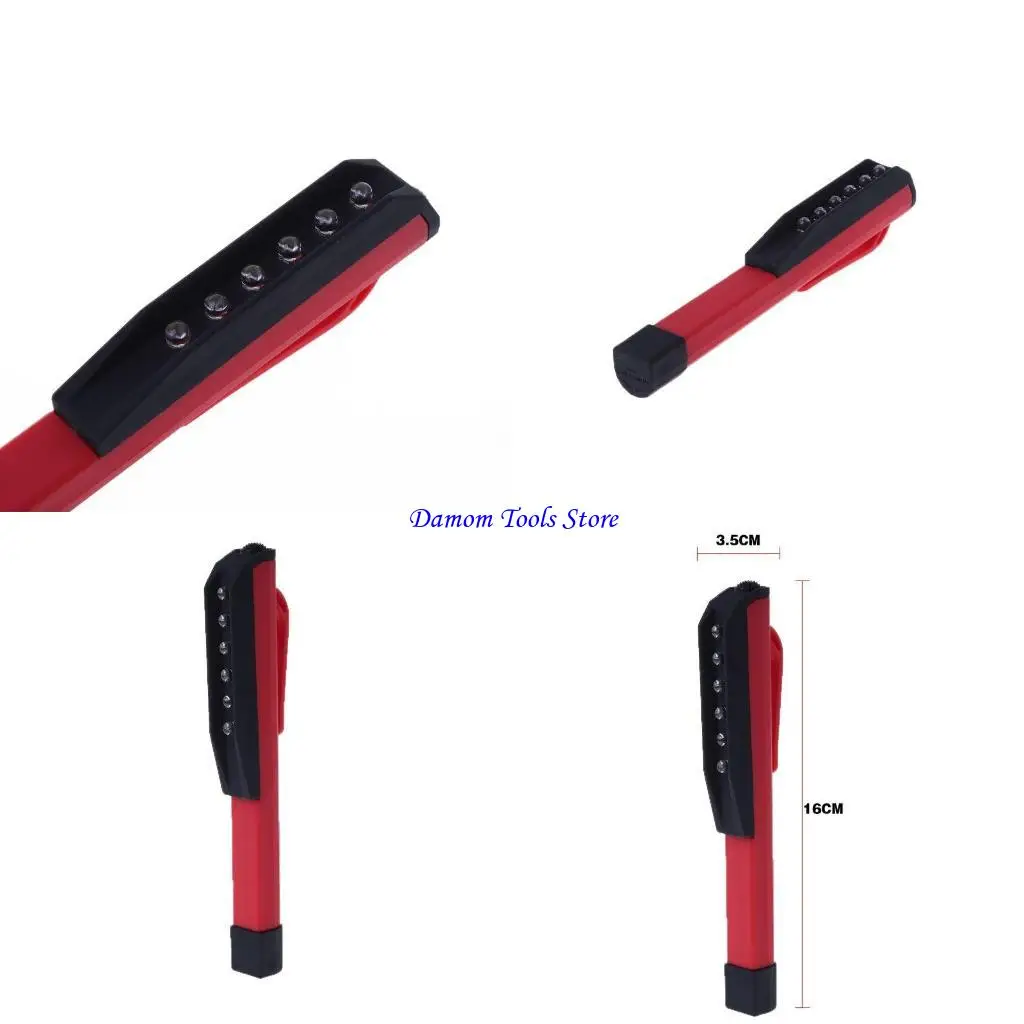 

57BE 1PC Mini 6 LED Inspection Light Pen Size Pocket Lamp Clip Work Torch Flashlight