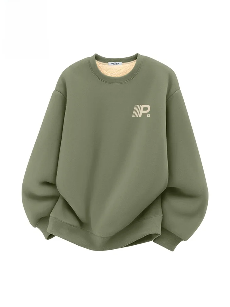 

Men's Thiened round Ne Sweatirt Lamb Velvet Casual Streetwear Faionable Winter Outerwear Printed Cotton Po...