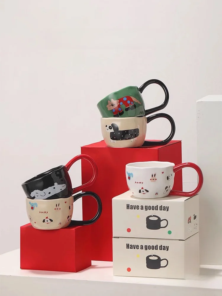 

Cute Cerc Mugs Creative Design Couple Ear Hand Mug Luminous Gold Cup Sunknigh Small Fre Sle Universal 340ml