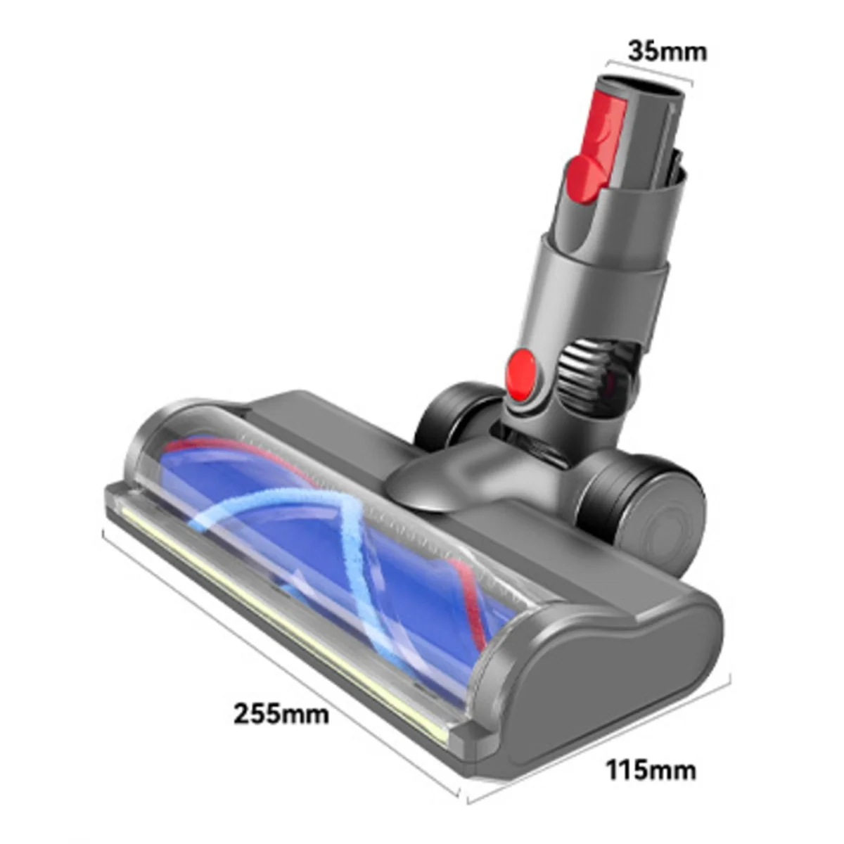 A74G-For Dyson V10 Slim V12 سجاد أرضيات من الخشب الصلب النحيف مع ضوء LED على شكل حرف V رأس تنظيف فرشاة بشعيرات توربو