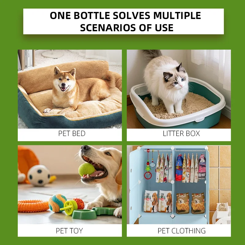 FURRIYO Pet Deodorizing Spray 100ml Dog Cat Odor Eliminator Freshener For Litter Box Bed Toy Clothing Plant Extracts Gentle