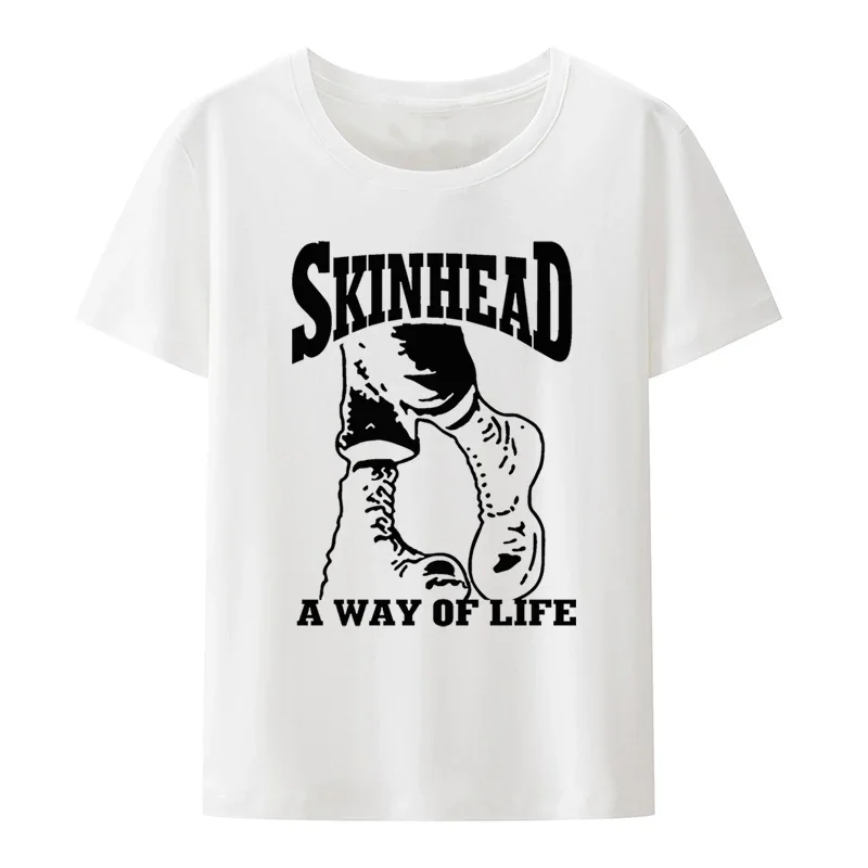 Funny Skinhead A Way of Life Tee Man Woman Short-sleev Hipster Graphic T Shirts Hip-hop Fashion Aesthetic Tops Men Clothing