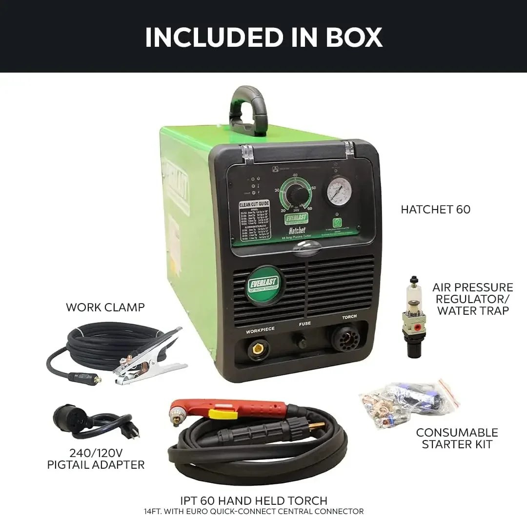 Plasma Cutter Welding Machine 110V 220V 60 Amp Inverter Cuts Metal with Front Pressure Gauge for Precision