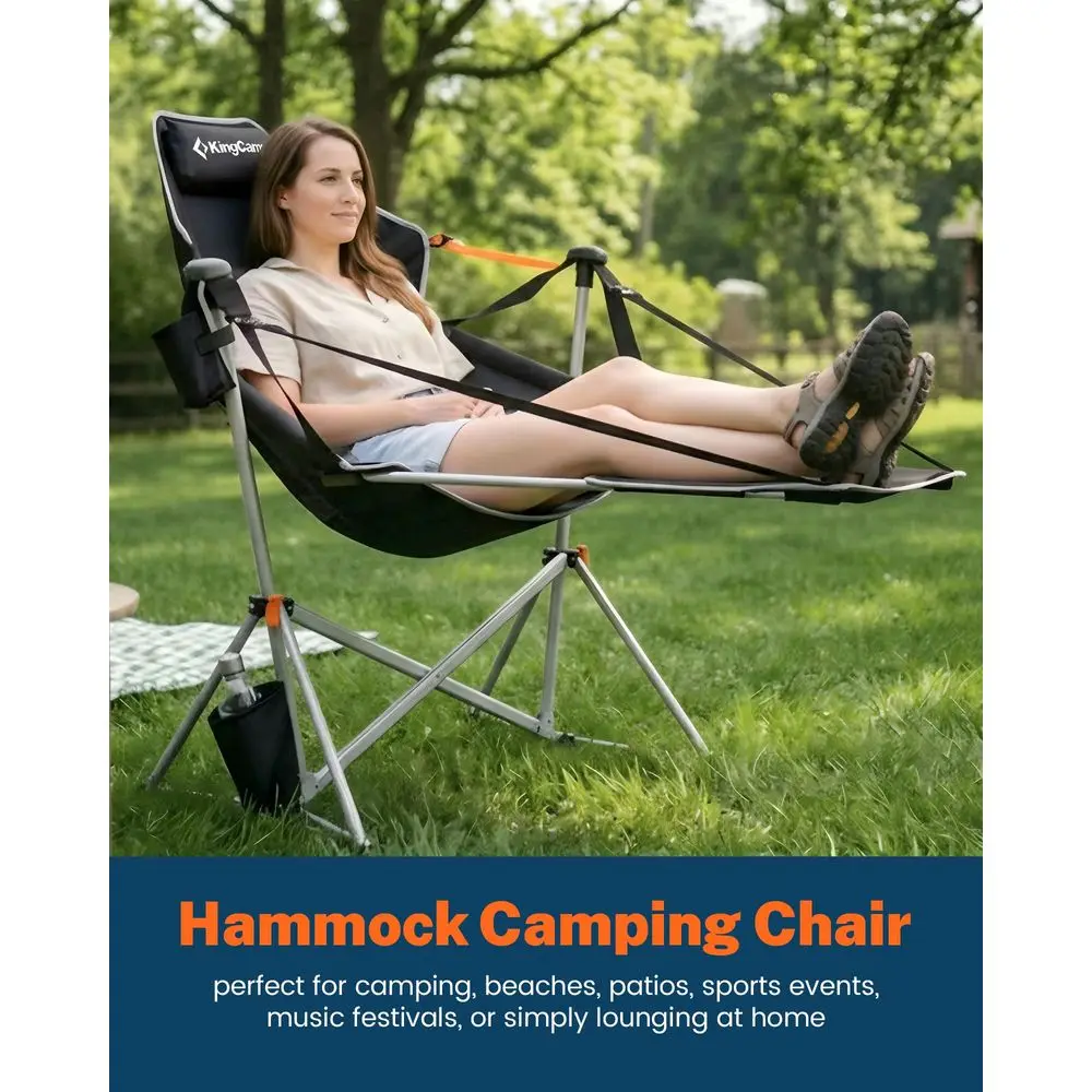 

Hammock Chair with Footrest Heavy Duty Swinging Rocking Camping Chairs for Adults up to 400lbs, Folding Portable Oversized Rock