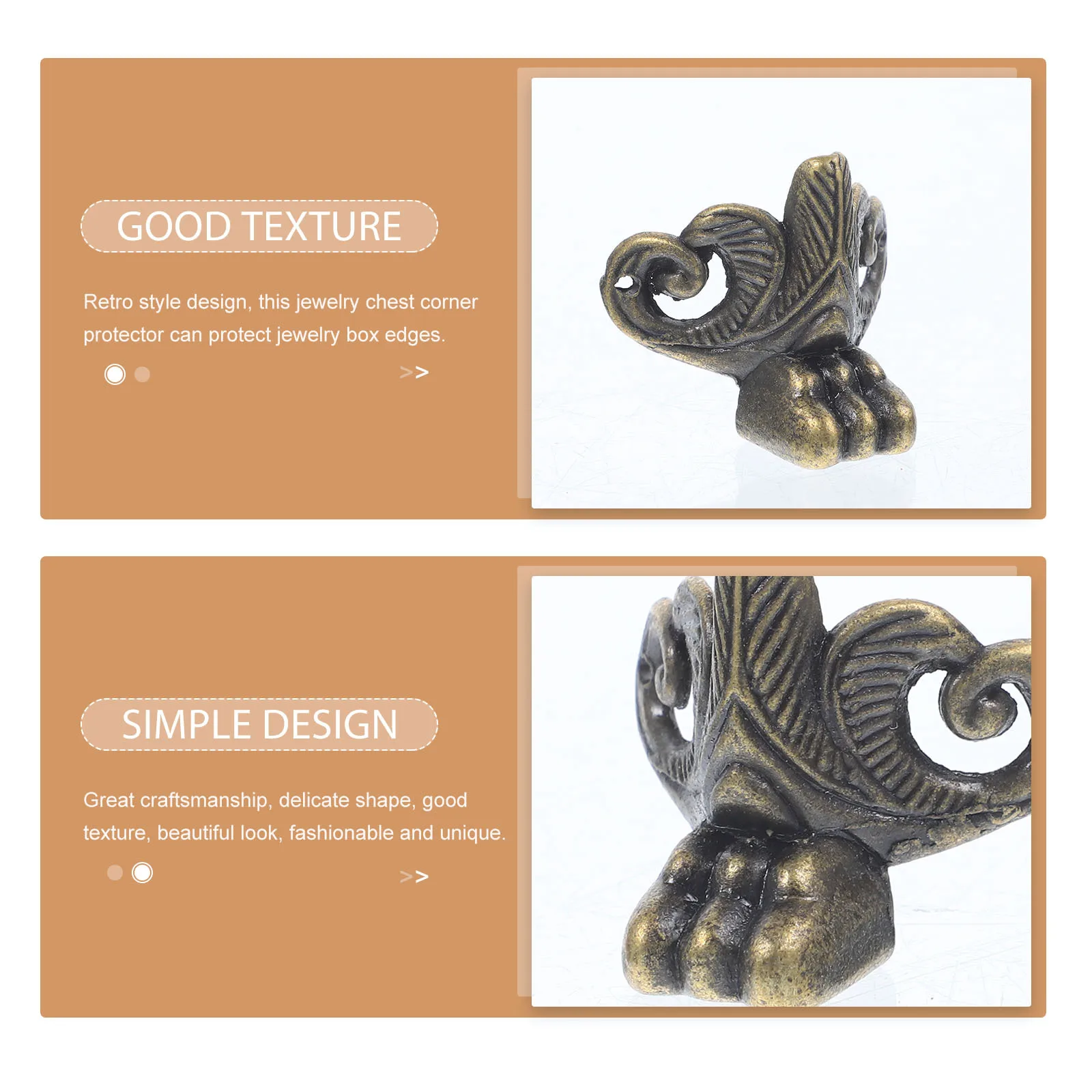 

10Pcs Zinc Alloy Jewelry Box Corner Protector Retro Style Decorative Box Legs Edge Guards for Wooden Storage Boxes