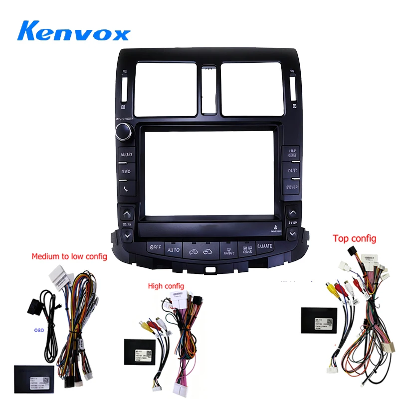 Android Car Radio Installation Fascia Frame For Toyota 13th Gen Crown 2012-2013 2din stereo Panel Dash Mount Kit wire harness