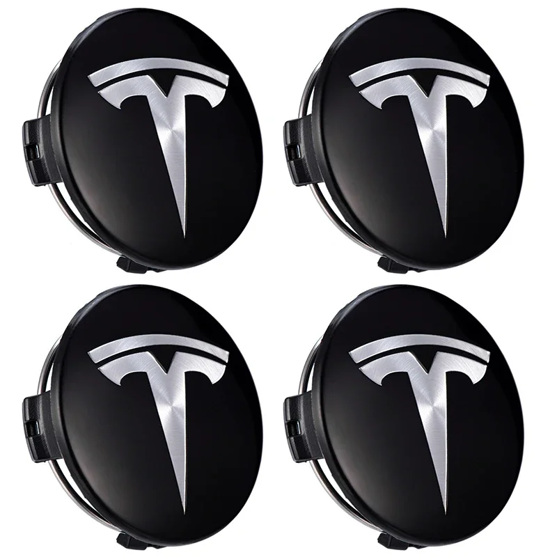 

4pcs 56mm Black Silver Car Wheel Center Caps Rims Hub Cover Logo For Tesla Model 3 S Y X Hubcaps Auto Accessories