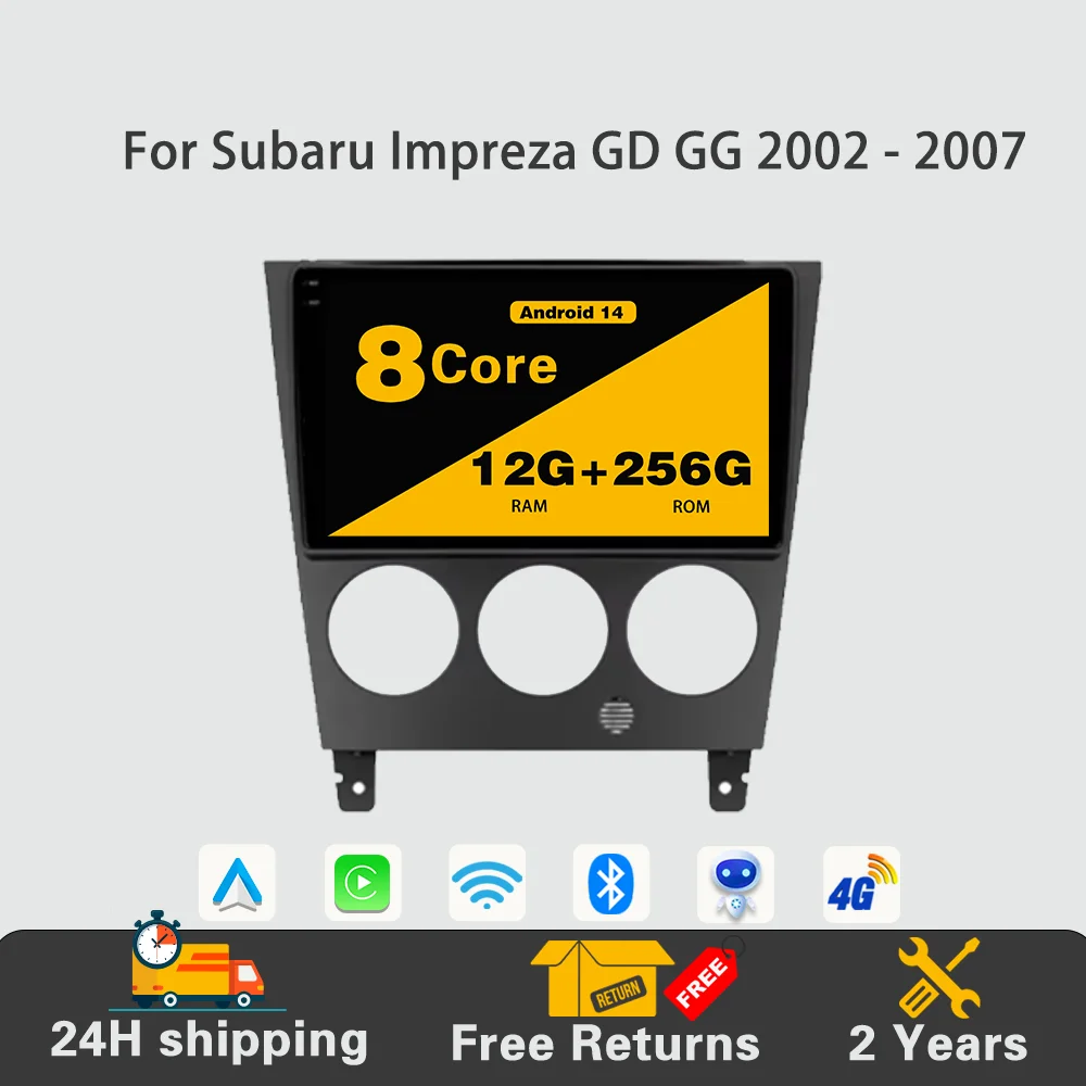 

Android 14 Car Radio Stereo Multimedia 2 Din Auto Radio Carplay DSP GPS Navi DVD 4G Autoradio 2din For Subaru Impreza 2002-2007