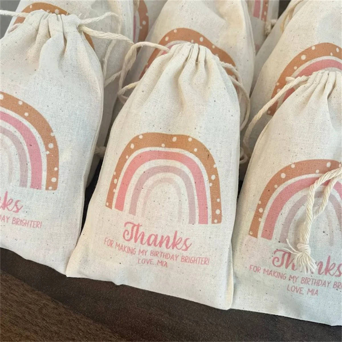 

20 PCS Custom Personalized Boho Rainbow Birthday Party Favor Bags