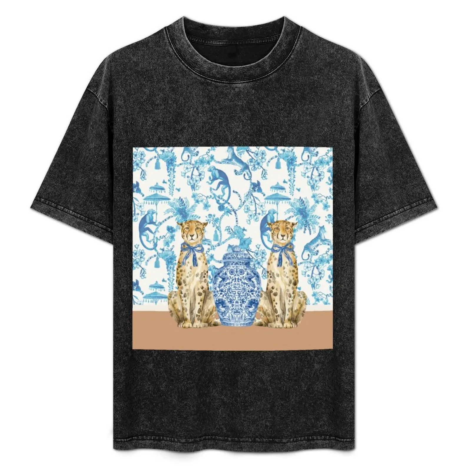 

At Home with Twin Leopards T-Shirt Anti-Perspiration Workout Top
