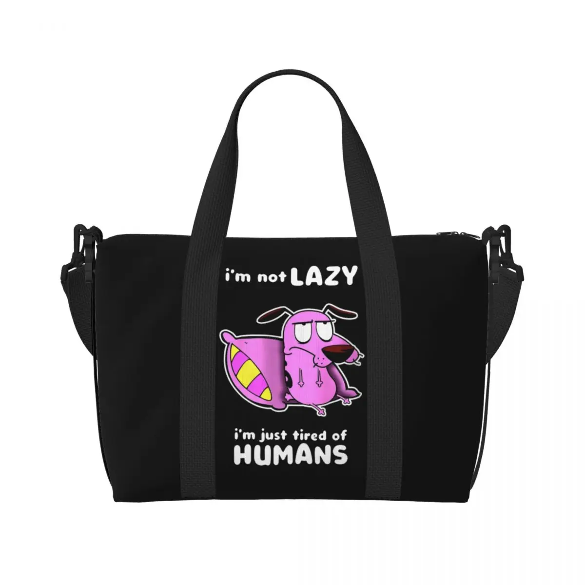 

Custom C-Courage The Cowardly Dog Tote Bag for Women Big Capacity Dog Cartoon Gym Beach Travel Bags